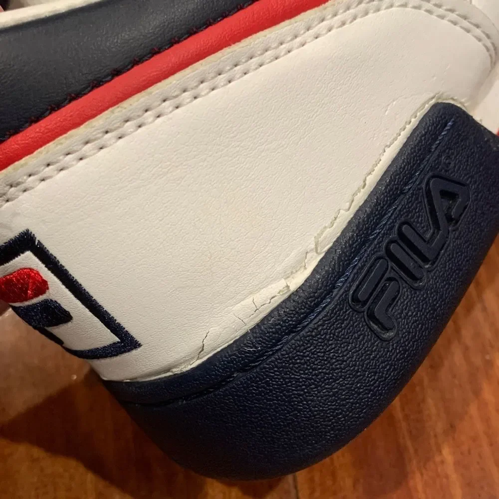 Fila White Sneakers with Navy and Red Accents size 5